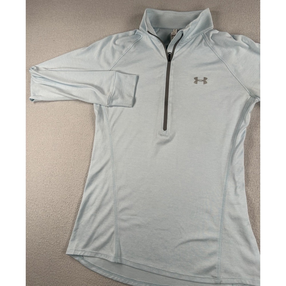 Under Armour Loose Fit Heat Gear Long Sleeve Top 3/4 Zip Womens XS Baby Blue
